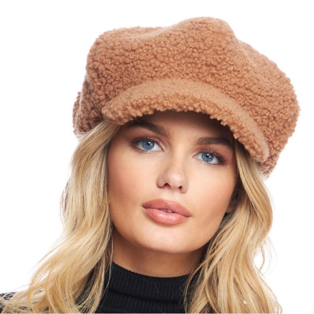 Fabulous Furs Ivory Faux Sherpa Pageboy Hat O/S